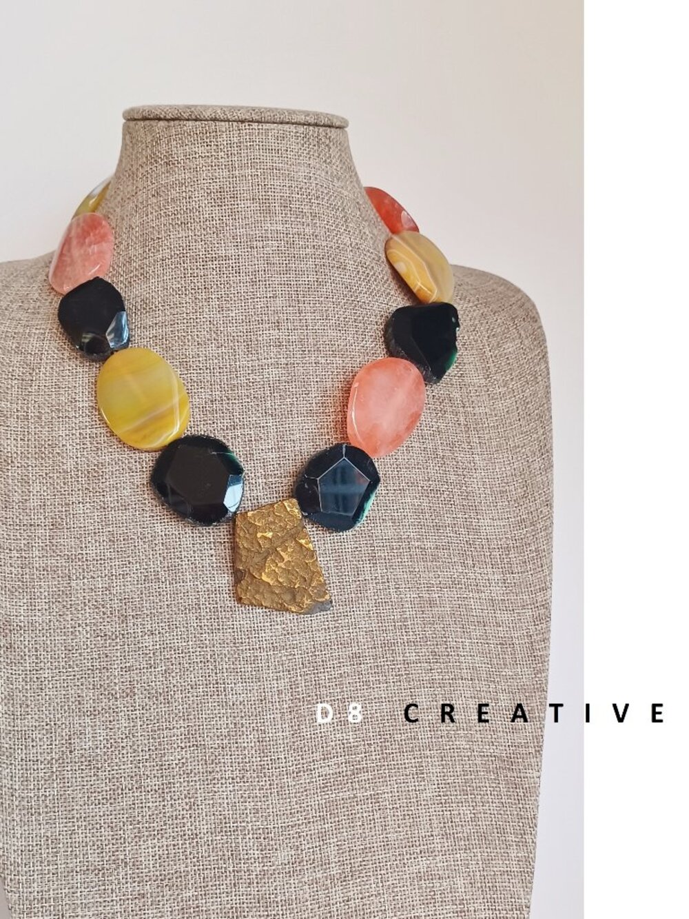 New design art deco style High Polished  agate stone handmade Necklance